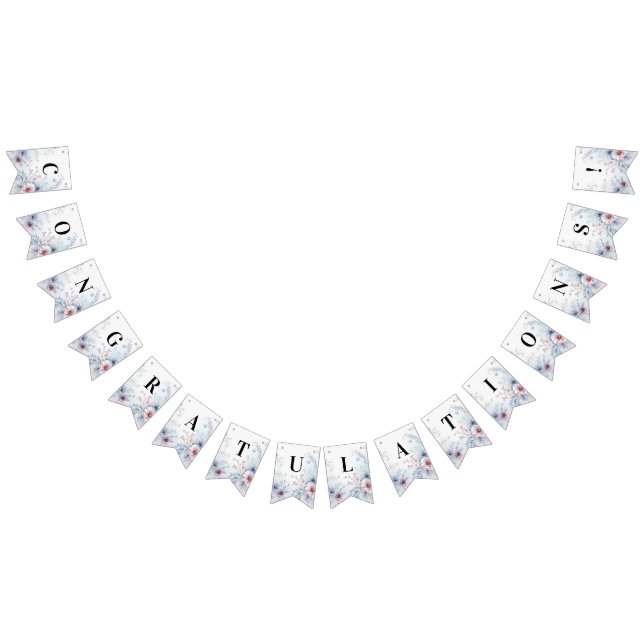 Bandeira Floral Cor-de-Água Azul Rosa (Todos)