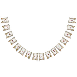 Bandeira Floral Dourada Branca