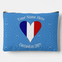 Bandeira Francesa Coração Fundo Azul Personalizado