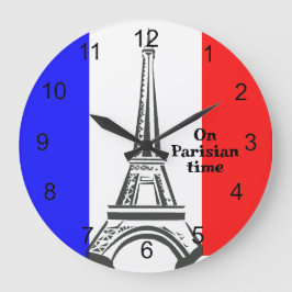 Bandeira francesa e relógio de Design da torre Eif