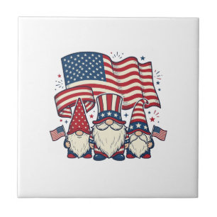 Bandeira Gnome Patriota Design de Gravação Vintage