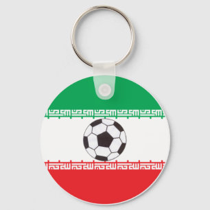 Bandeira iraniana com chaveiro de bola de futebol