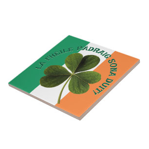 Bandeira Irlandesa Trevo Lá Fhéile Pádraig Sona