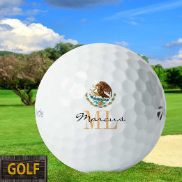 Bandeira Mexicana Monogramada e Bolas de Golfe do