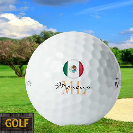 Bandeira Mexicana Monogramada e Bolas de Golfe do