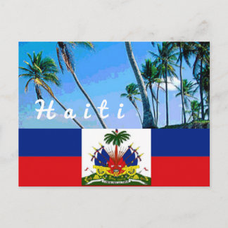 Bandeira nacional do Haiti com cartão postal de pa