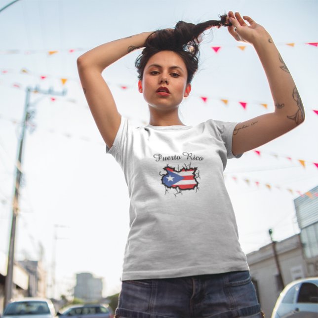 Bandeira Nacional Mínima do Mapa de Porto Rico (Minimal Puerto Rico Map National Flag Tri-Blend Shirt)