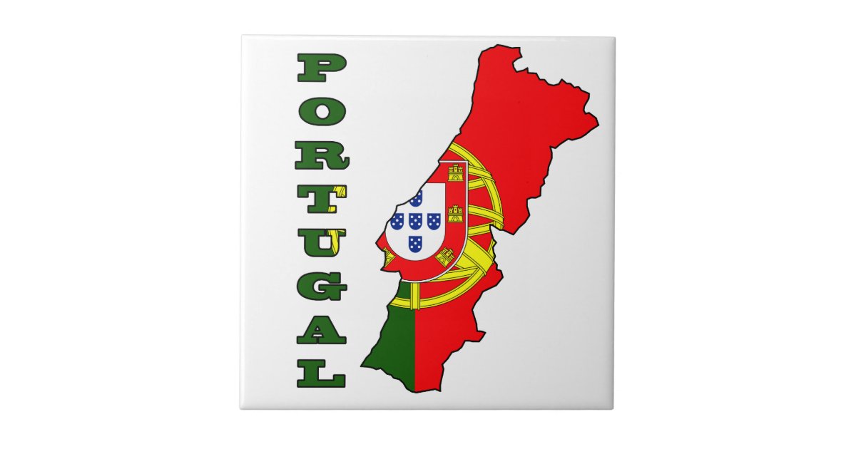 Cartão Mapa e bandeira de Portugal