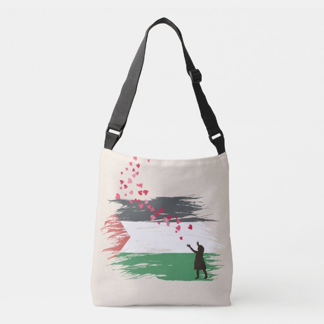 Bandeira Palestiniana Incomodada Corpo Tote Bag (Frente)