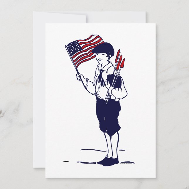 Bandeira Patriótica dos EUA e Garoto de Fogos de A (Frente)