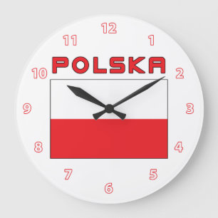 Bandeira Polonesa Com Relógio De Parede Da Polska