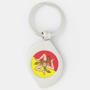 Bandeira siciliana com chaveiro de espiral de tris