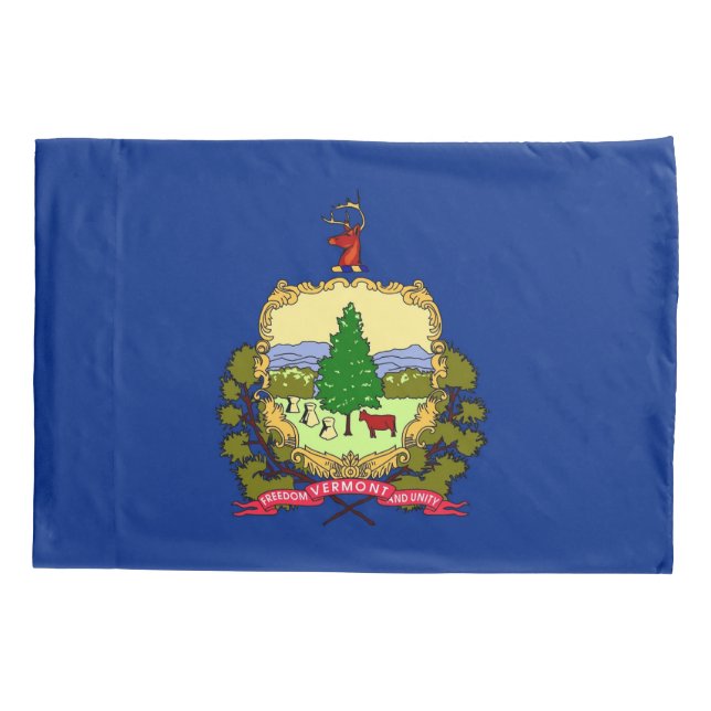 Bandeira Solteiro Patriótica Pillowcase de Vermont (Verso)