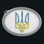 Bandeira texturizada ucraniana das cores da Ucrâni<br><div class="desc">Texturizado nacional emblema ucraniano trident tryzub em cores de pavilhão ucraniano e padrão do círculo de batimentos</div>