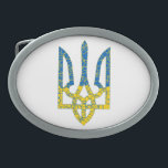 Bandeira texturizada ucraniana das cores da Ucrâni<br><div class="desc">Texturizado nacional emblema ucraniano trident tryzub em cores de pavilhão ucraniano e padrão do círculo de batimentos</div>