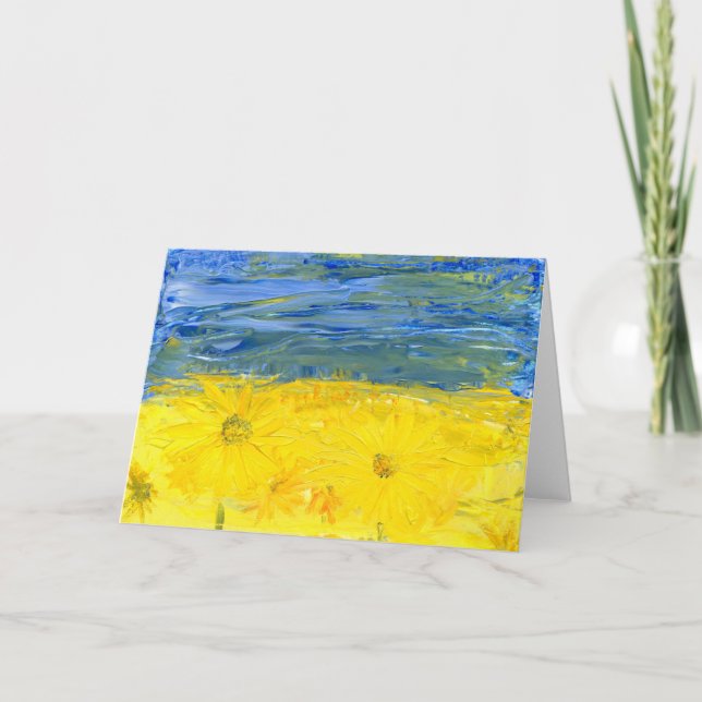 Bandeira Ucraniana com Cartão de Saudação de Vazio (Frente)