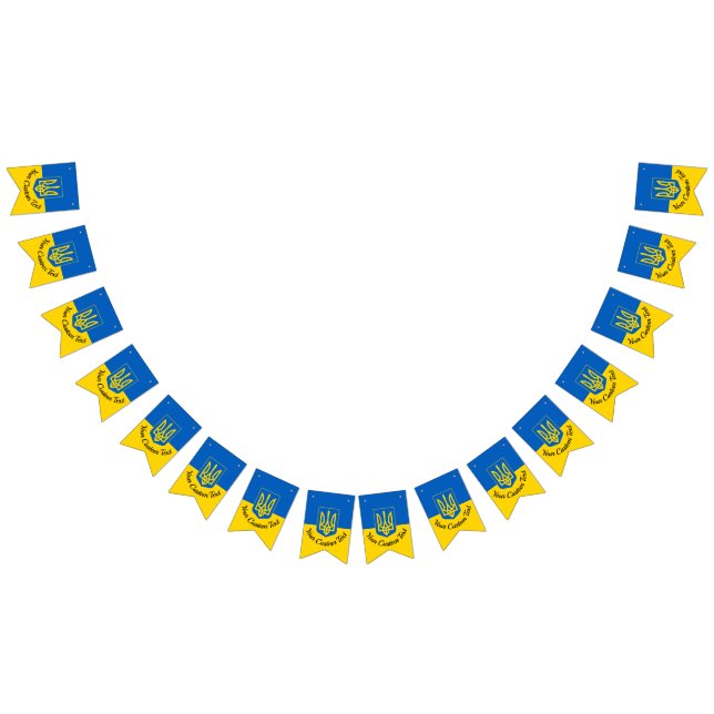 Bandeira ucraniana com casaco de armas e texto per (Todos)