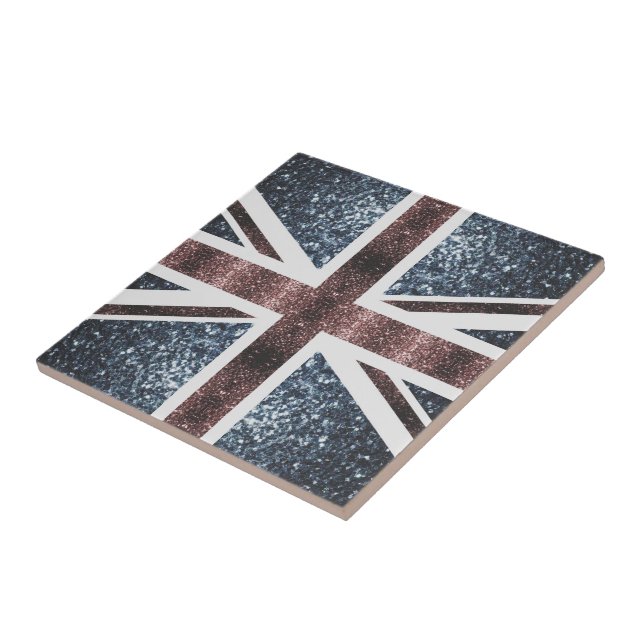 Bandeira UK rústica vermelha azul faíscas brilha (Lateral)