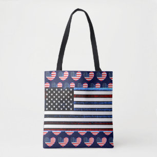 Bandeira Vermelha Patriótica Azul Tote Bag