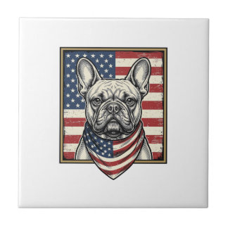 Bandeira Vintage Patriótica do Bulldog Francês