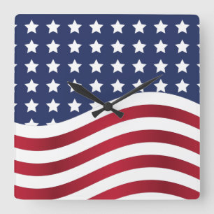 Bandeiras Americanas e Stripes - Relógio de Parede