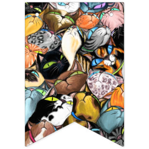 Bandeiras de Bunting Aniversário com Festa de Gato