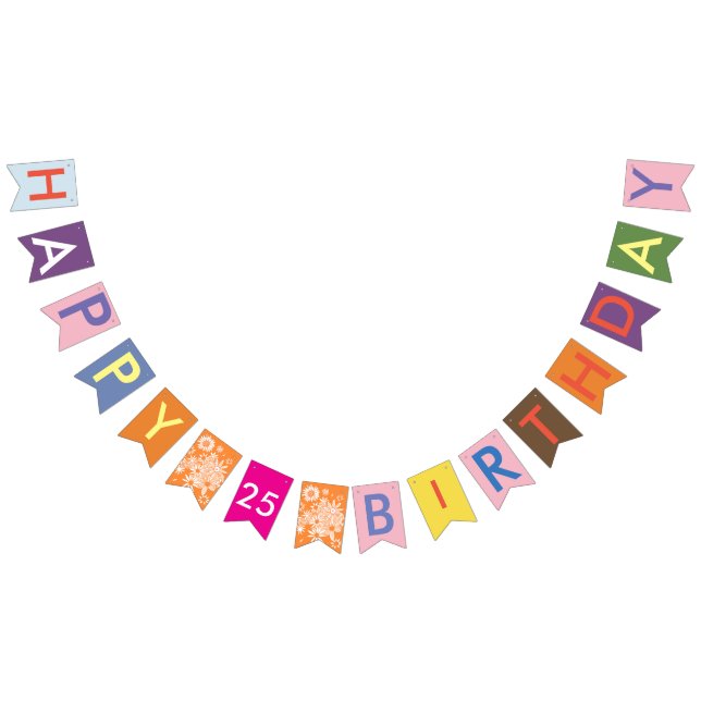 bandeiras de bunting de 25 de feliz aniversário (Todos)