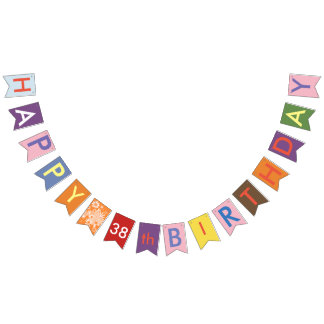 bandeiras de bunting de 38 anos felizes