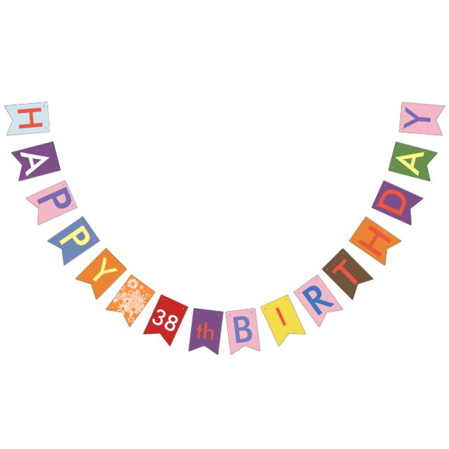 bandeiras de bunting de 38 anos felizes (Todos)