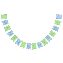 Bandeiras de Bunting de Aniversário Azul, Verde