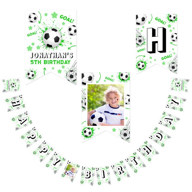 Bandeiras de Bunting de Aniversário de Futebol de  (Criador carregado)