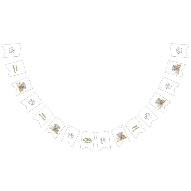 Bandeiras de Bunting de Aniversário do Jardim Zool (Todos)