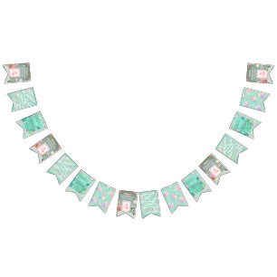 Bandeiras de Bunting do Bebê Verde Pastel