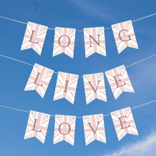 Bandeiras de Bunting Union Jack Rosa Pálido Longa 
