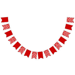 Bandeiras de Bunting Vermelho Snowflakes