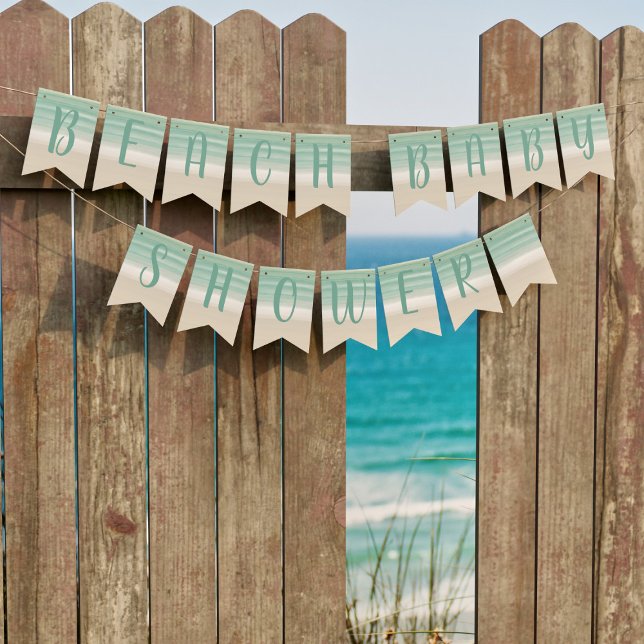 Bandeiras de Chá de fraldas de Praia Turquesa Mode (Beach baby shower bunting for your baby shower on the beach. Beachy!)