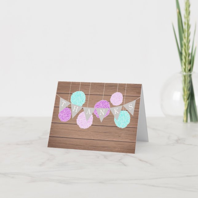 Bandeiras púrpuras em saltos - Cartões de agradeci (Frente)