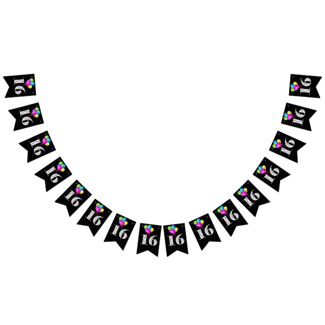 Bandeirinha 16º balões de festa de aniversário (Todos)