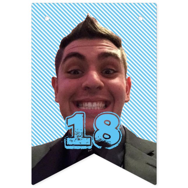 Bandeirinha 18o aniversário feliz com fotografia (Primeira Bandeira)