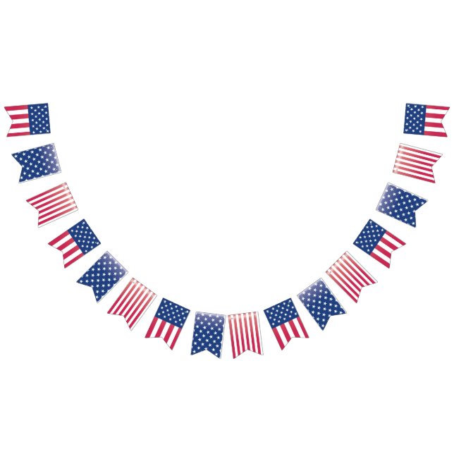 Bandeirinha 4 de julho, Flag, Red, White & Blue Bunting (Todos)
