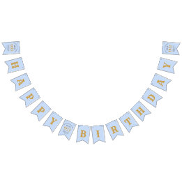 Bandeirinha 50º Aniversário de 1972 Azul Nome Dourado Chic