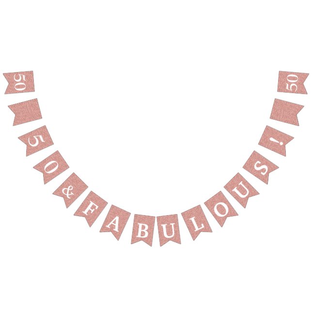 Bandeirinha 50 E Fabuloso Aniversário Branco Dourado Rosa de G (Todos)