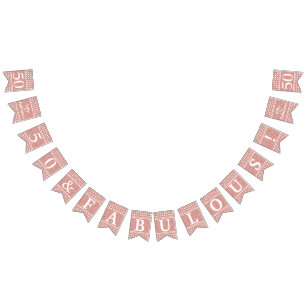 Bandeirinha 50 E Fabuloso Brilho Rosa Dourado Branco Aniversár