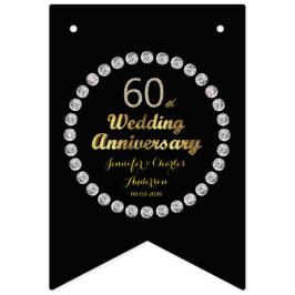 Bandeirinha 60º aniversário do Casamento de Diamante Negro e D