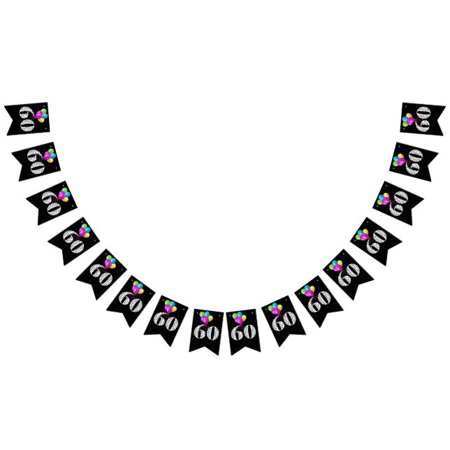 Bandeirinha 60º balões de festa de aniversário (Todos)