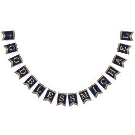 Bandeirinha 7 Letras Blue Dourado Deus abençoe Comunhão do Bat