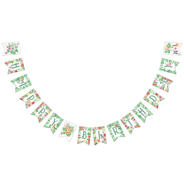 Bandeirinha A Selva Tropical Safari Primeiro Aniversário (Todos)