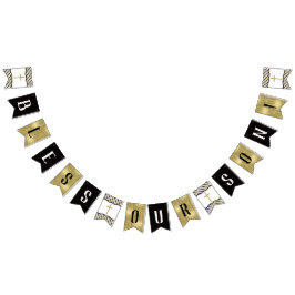 Bandeirinha Abençoe Nosso Filho Banner, Preto, Dourado