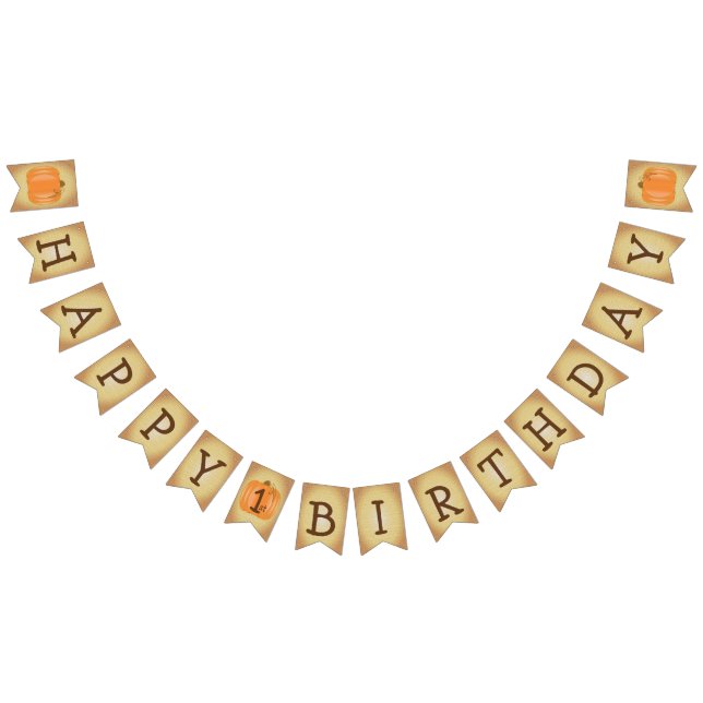 Bandeirinha Abóbora feliz do primeiro aniversario (Todos)