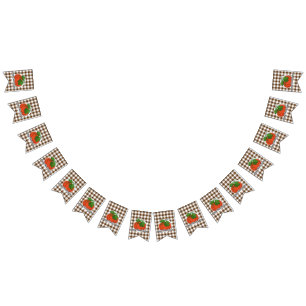 Bandeirinha Abóbora na Xadrez Marrom - Feliz Ação de Graças